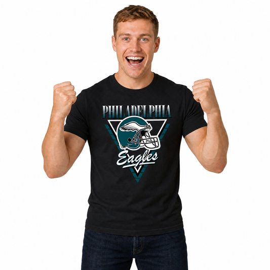 Philadelphia Eagles NFL Retro Triangle T-Shirt - Black