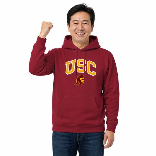 USC Trojans NCAA Adult Tackle Twill Hooded Sweatshirt - Cardinal