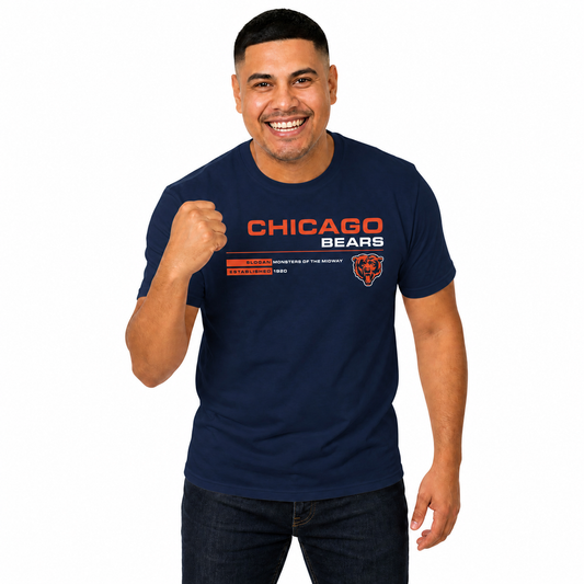 Chicago Bears Adult NFL Speed Stat Sheet T-Shirt - Navy