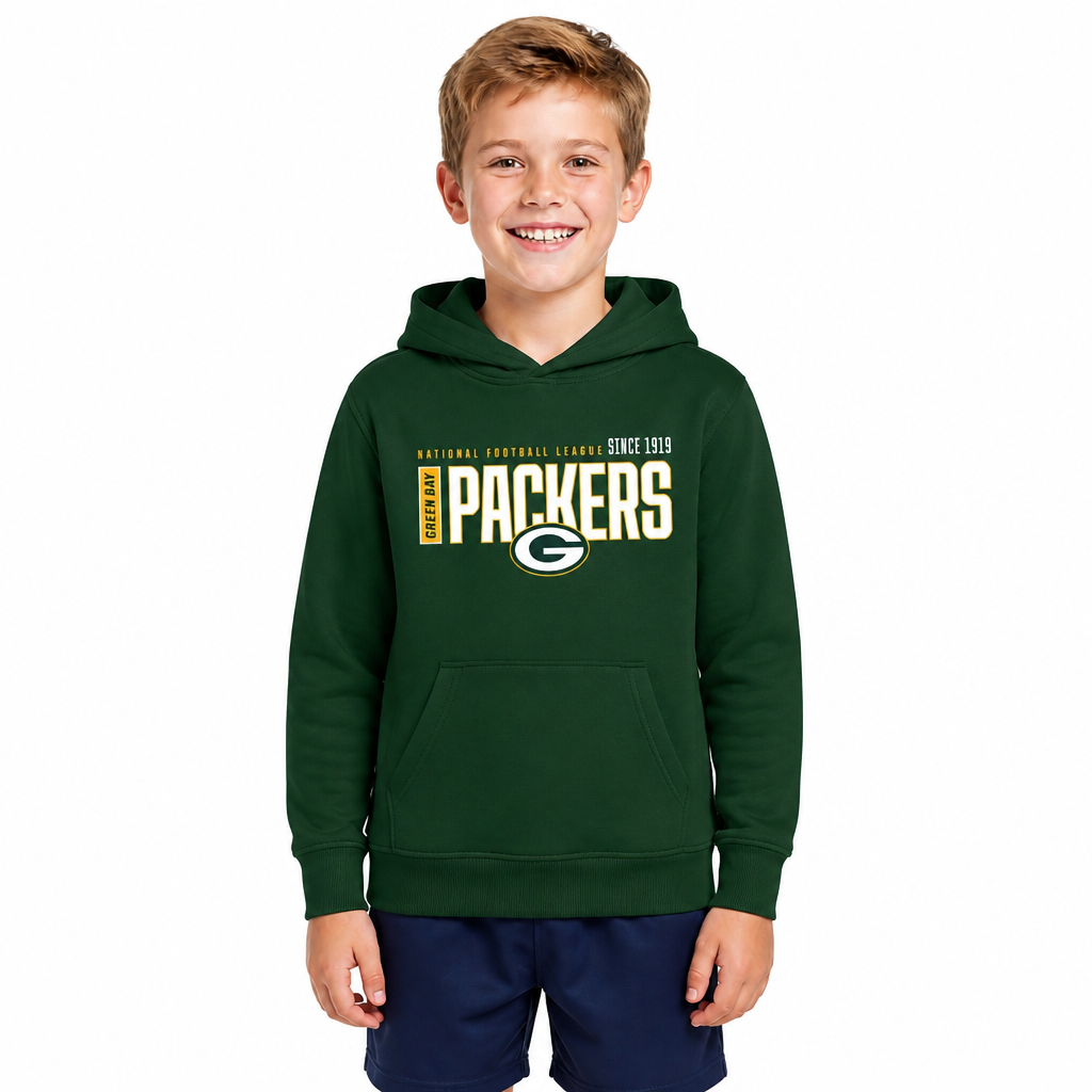 Green Bay Packers NFL Youth Modern Endzone Football Fleece Hooded Sweatshirt - Forest Green