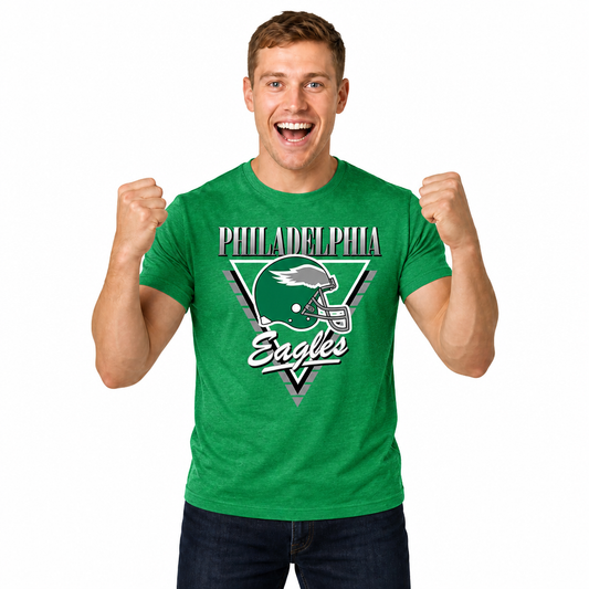 Philadelphia Eagles NFL Retro Triangle T-Shirt - Kelly Green