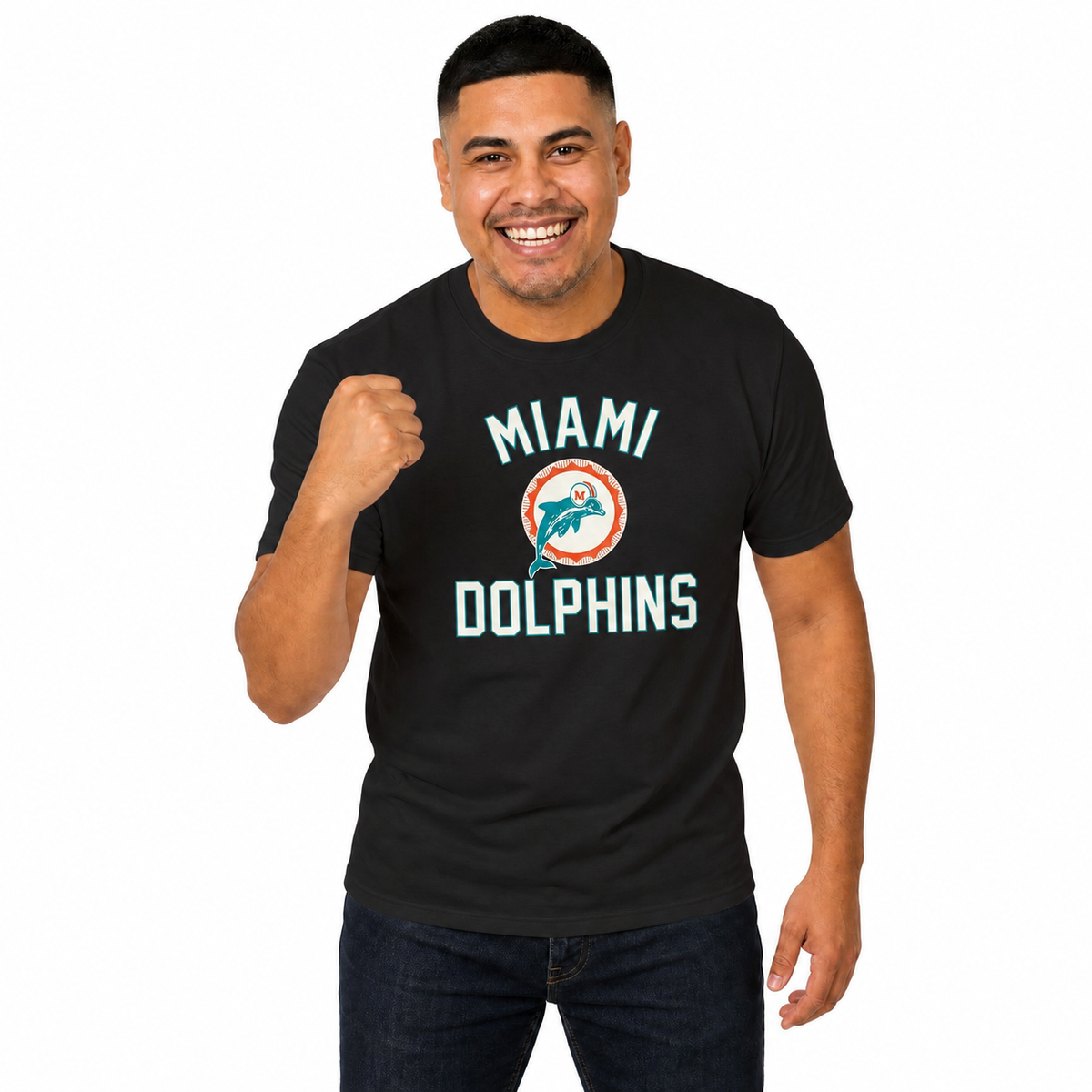 Miami Dolphins Mens Womens Retro Gameday Tee - Black