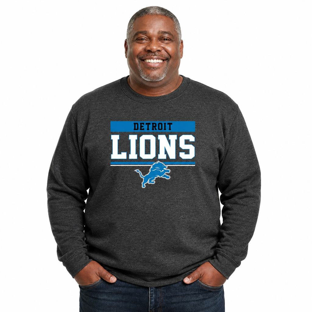Detroit Lions NFL Team Block Crewneck Sweatshirt - Charcoal