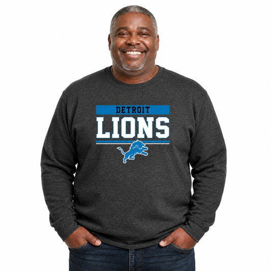 Detroit Lions NFL Team Block Crewneck Sweatshirt - Charcoal