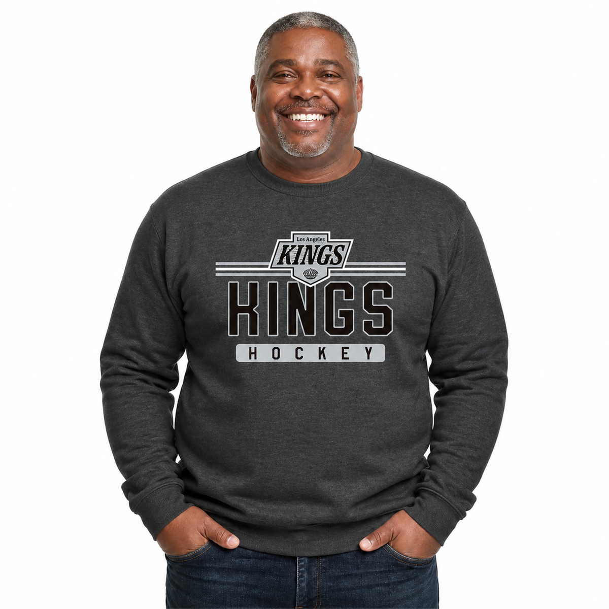 Los Angeles Kings NHL True Fan Fleece Crewneck Sweatshirt Men Women - Charcoal