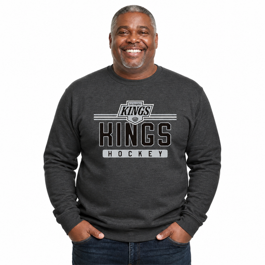 Los Angeles Kings NHL True Fan Fleece Crewneck Sweatshirt Men Women - Charcoal