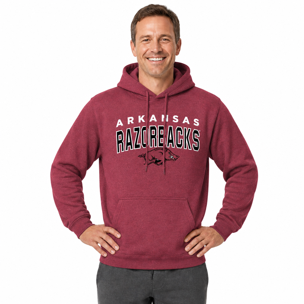 Arkansas Razorbacks Hoodie Heathered Fleece Sweatshirt - Cardinal Heather