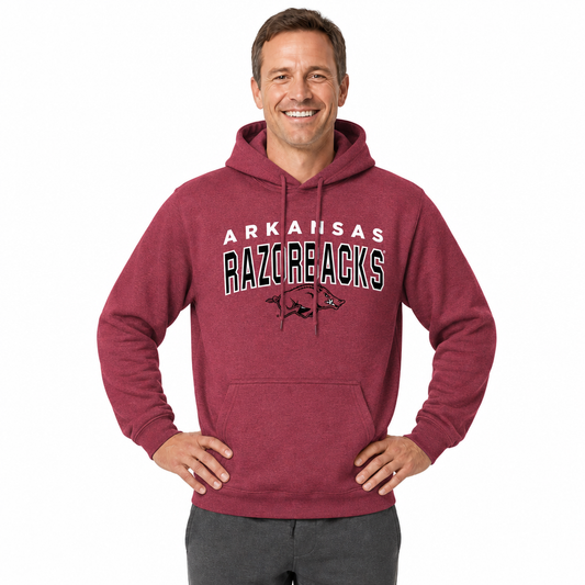 Arkansas Razorbacks Hoodie Heathered Fleece Sweatshirt - Cardinal Heather