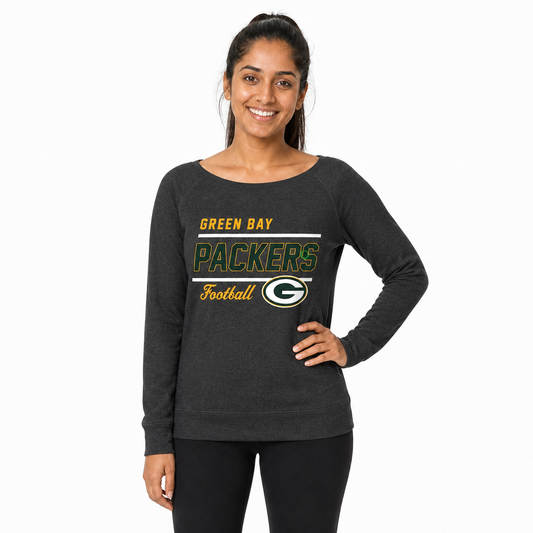 Green Bay Packers Women's Gameday Crewneck Sweatshirt Long Sleeve - Charcoal