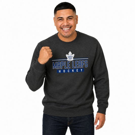 Toronto Maple Leafs NHL True Fan Fleece Crewneck Sweatshirt Men Women - Charcoal