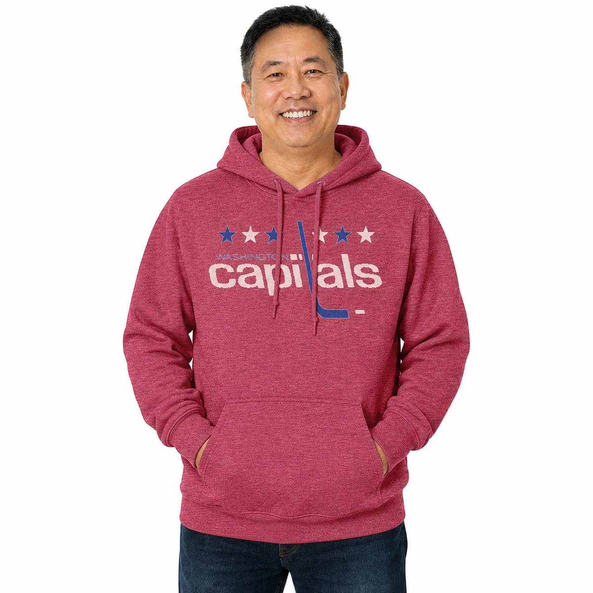 Washington Capitals Retro Logo Fleece Hoodie - Red Heather