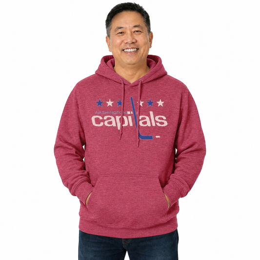 Washington Capitals Retro Logo Fleece Hoodie - Red Heather