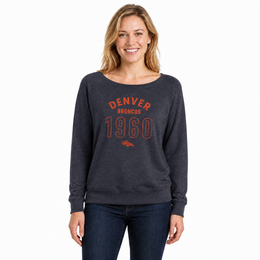 Denver Broncos  Women's NFL Big Date French Terry Pullover - Navy Heather