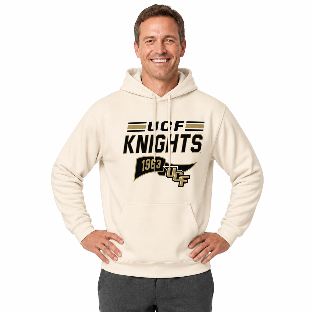 Central Florida Knights NCAA Varsity Club Pennant Hoodie Fleece Men Women - Off White