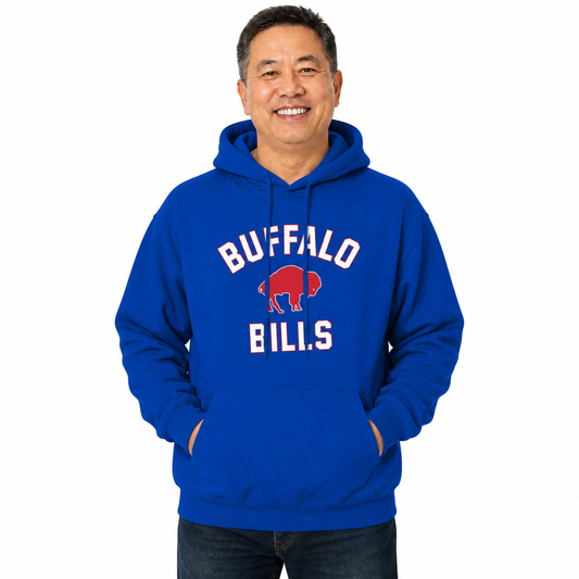 Buffalo Bills NFL Adult Unisex Retro Gameday Ultra Soft Fleece Hooded Sweatshirt - Royal