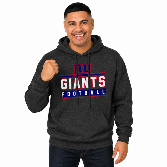 New York Giants NFL Adult True Fan Hooded Charcoal Sweatshirt - Charcoal