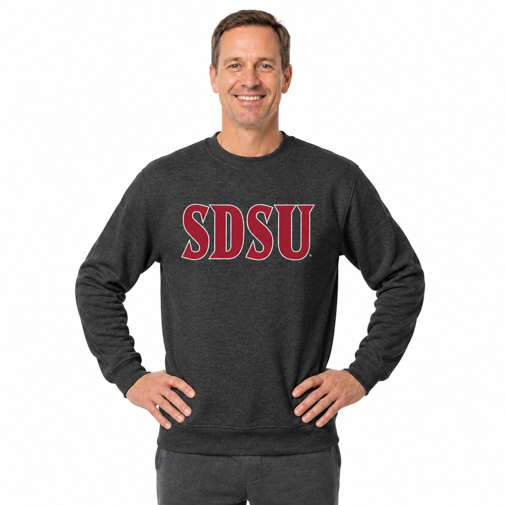 San Diego State Aztecs NCAA Adult Charcoal Crewneck Fleece Sweatshirt - Charcoal
