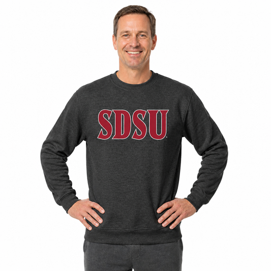 San Diego State Aztecs NCAA Adult Charcoal Crewneck Fleece Sweatshirt - Charcoal