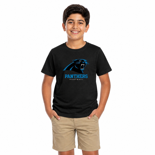 Carolina Panthers Youth NFL Large Logo Short Sleeve T-Shirt - Black