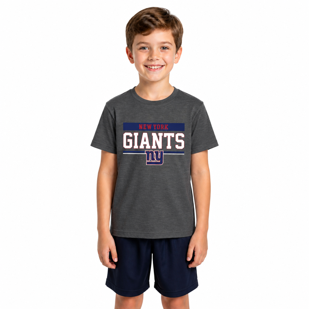 New York Giants NFL Youth Short Sleeve Charcoal T Shirt - Charcoal