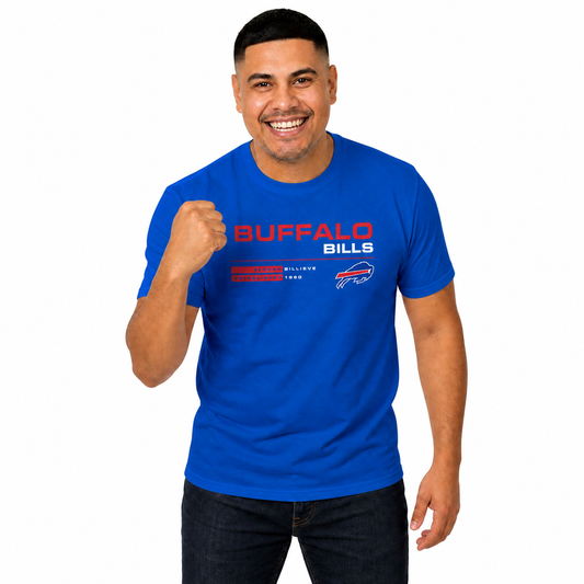 Buffalo Bills Adult NFL Speed Stat Sheet T-Shirt - Royal
