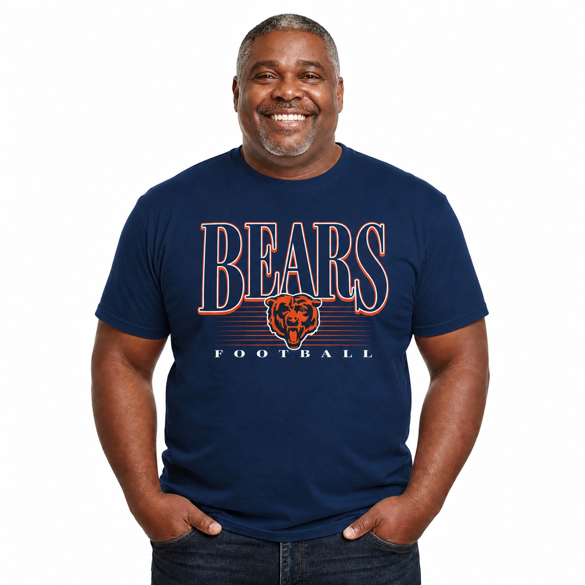 Chicago Bears NFL Adult Overtime Blueprint Tagless Tee Unisex - Navy