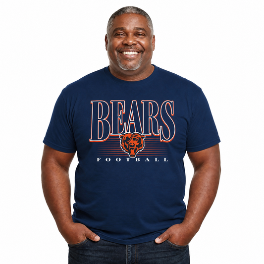 Chicago Bears NFL Adult Overtime Blueprint Tagless Tee Unisex - Navy