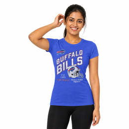 Buffalo Bills  Women's Distressed Helmet T-Shirt - Royal Heather