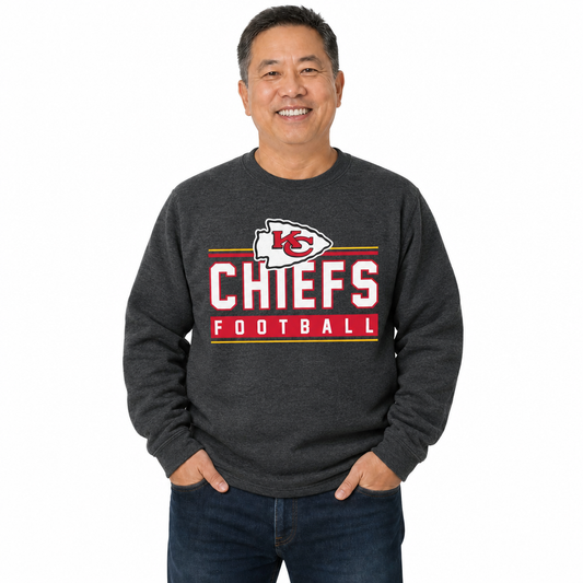 Kansas City Chiefs NFL Adult True Fan Crewneck Sweatshirt - Charcoal