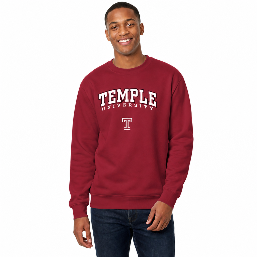 Temple Owls Adult Arch & Logo Soft Style Gameday Crewneck Sweatshirt - Maroon