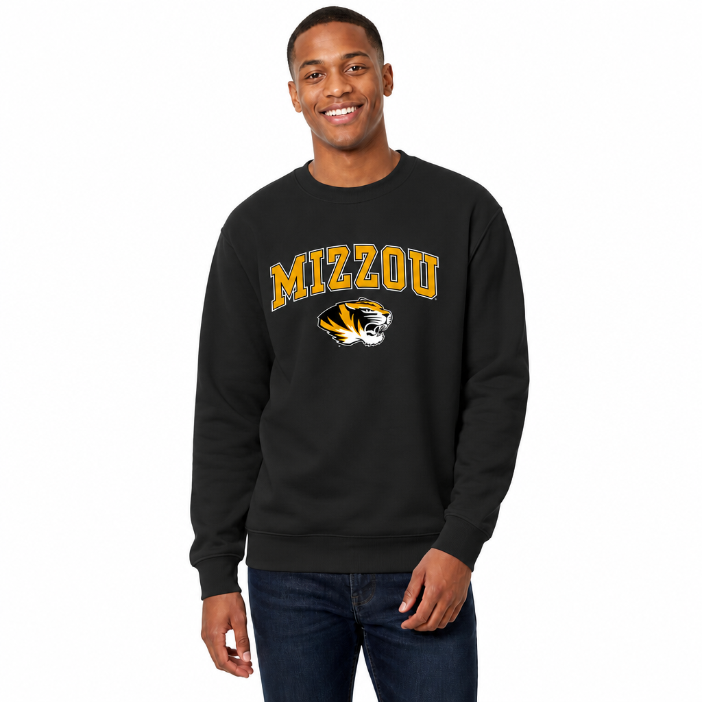 Missouri Tigers Adult Arch & Logo Soft Style Gameday Crewneck Sweatshirt - Black