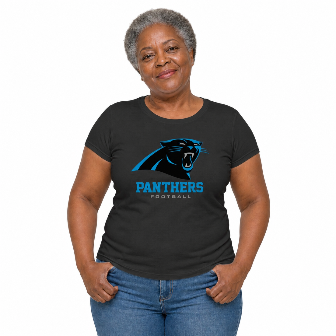 Carolina Panthers  Women's NFL Big Logo Cotton T-Shirt - Black