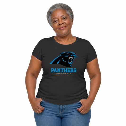 Carolina Panthers  Women's NFL Big Logo Cotton T-Shirt - Black