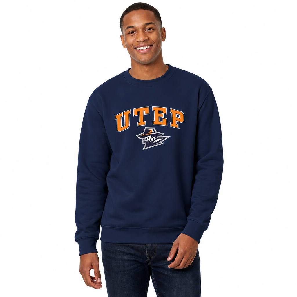 UTEP Miners Adult Arch & Logo Soft Style Gameday Crewneck Sweatshirt - Navy