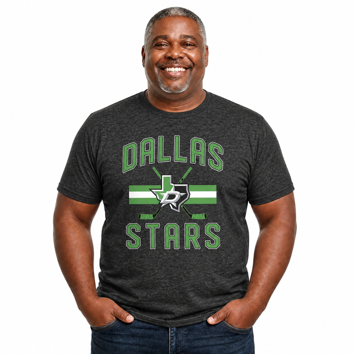 Dallas Stars Stars Faceoff T-Shirt Jersey Stripe Unisex Tee - Black
