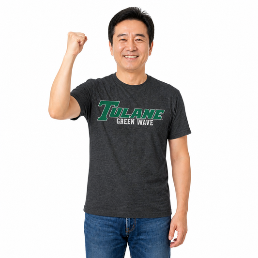 Tulane Green Wave NCAA Cotton Blend Charcoal T-Shirt Men Women - Charcoal