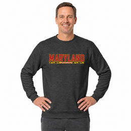 Maryland Terrapins NCAA Adult Charcoal Crewneck Fleece Sweatshirt - Charcoal