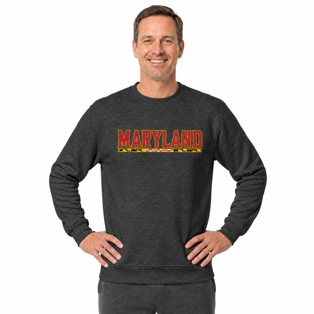 Maryland Terrapins NCAA Adult Charcoal Crewneck Fleece Sweatshirt - Charcoal