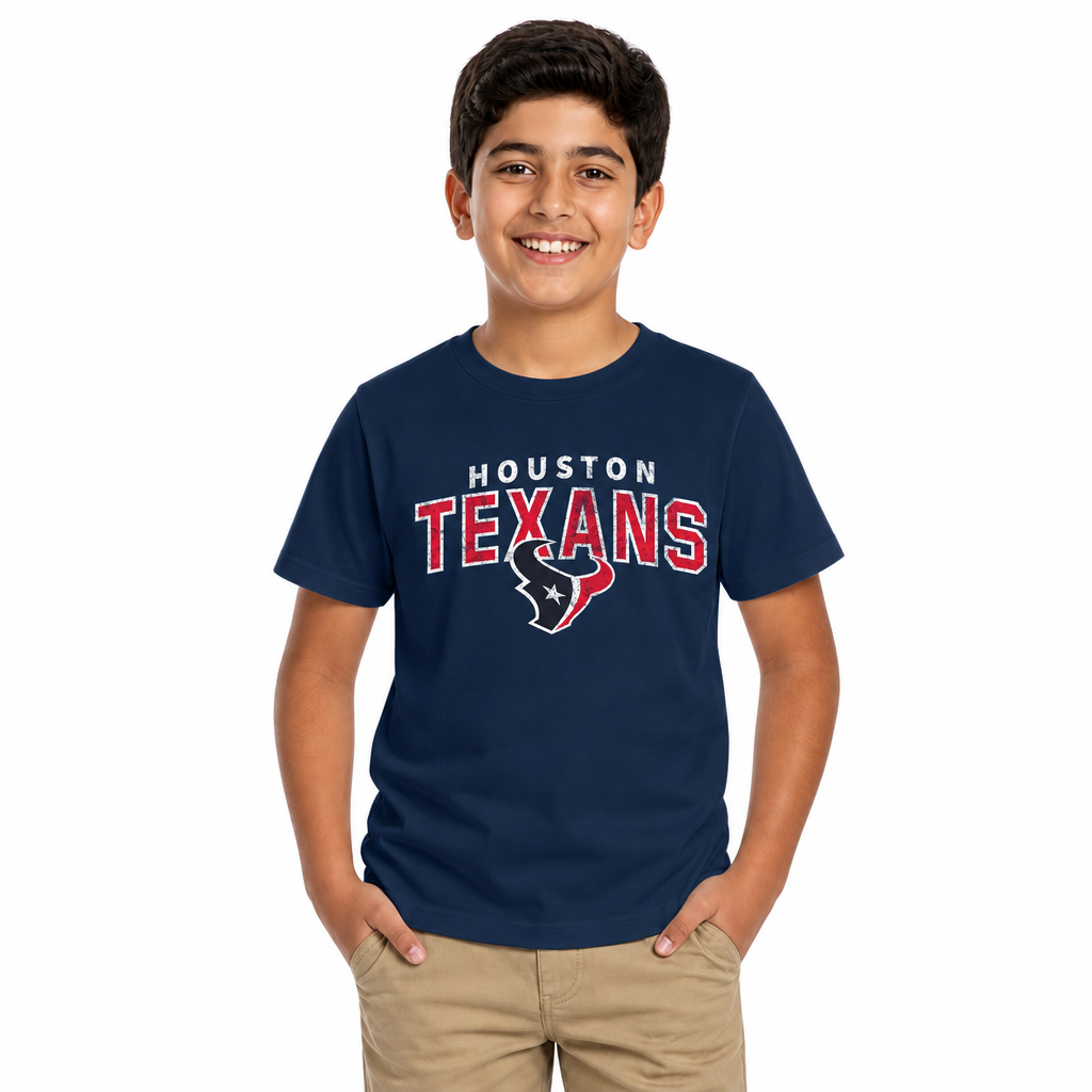 Houston Texans NFL Youth Starting Fresh Tee- Pro Football Tag-Less T-Shirt For Boys & Girls - Navy