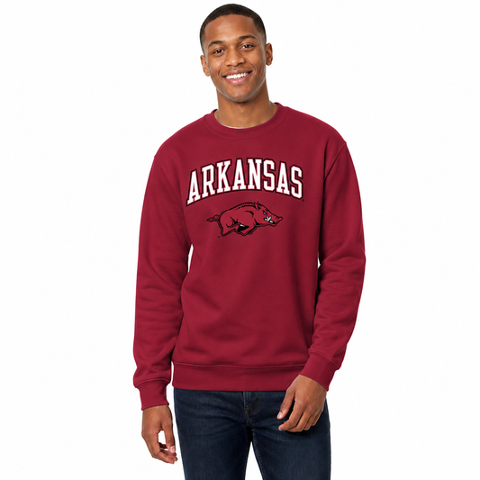 Arkansas Razorbacks Adult Arch & Logo Soft Style Gameday Crewneck Sweatshirt - Cardinal