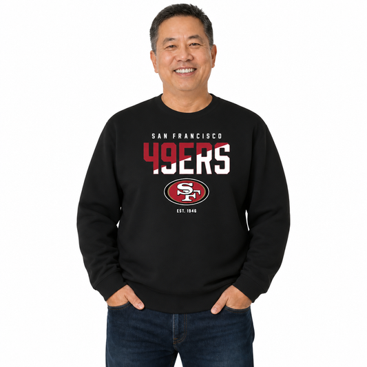 San Francisco 49ers NFL Color Block Fleece Crewneck - Black