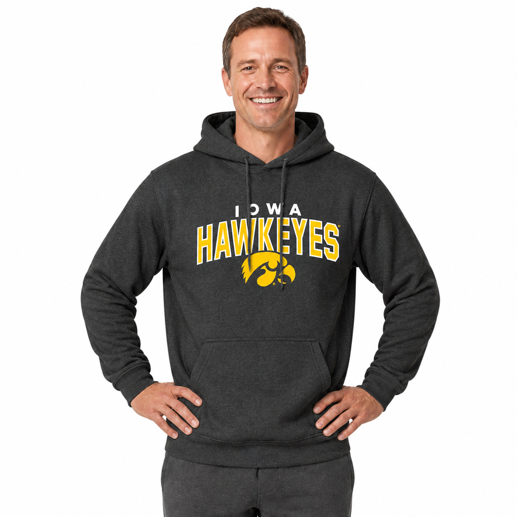 Iowa Hawkeyes Hoodie Heathered Fleece Sweatshirt - Black Heather
