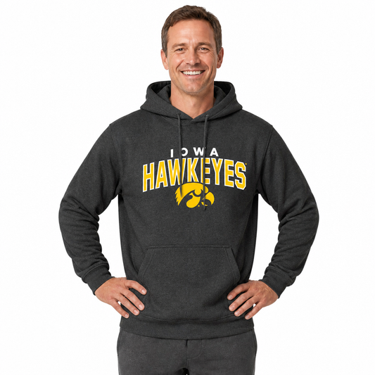Iowa Hawkeyes Hoodie Heathered Fleece Sweatshirt - Black Heather