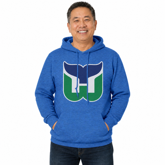 Hartford Whalers Retro Logo Fleece Hoodie - Royal Heather