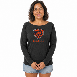Chicago Bears  Women NFL French Terry Slouchy Raglan Top Scoop Neckline - Charcoal