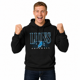 Detroit Lions NFL Overtime Blueprint Pullover Hoodie Men Women - Black