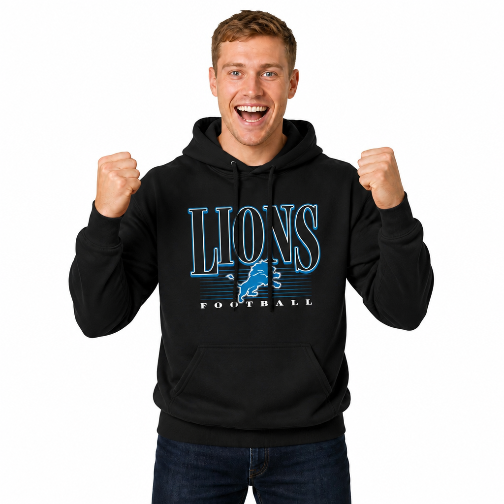 Detroit Lions NFL Overtime Blueprint Pullover Hoodie Men Women - Black