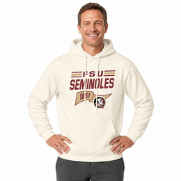 Florida State Seminoles NCAA Varsity Club Pennant Hoodie Fleece Men Women - Off White