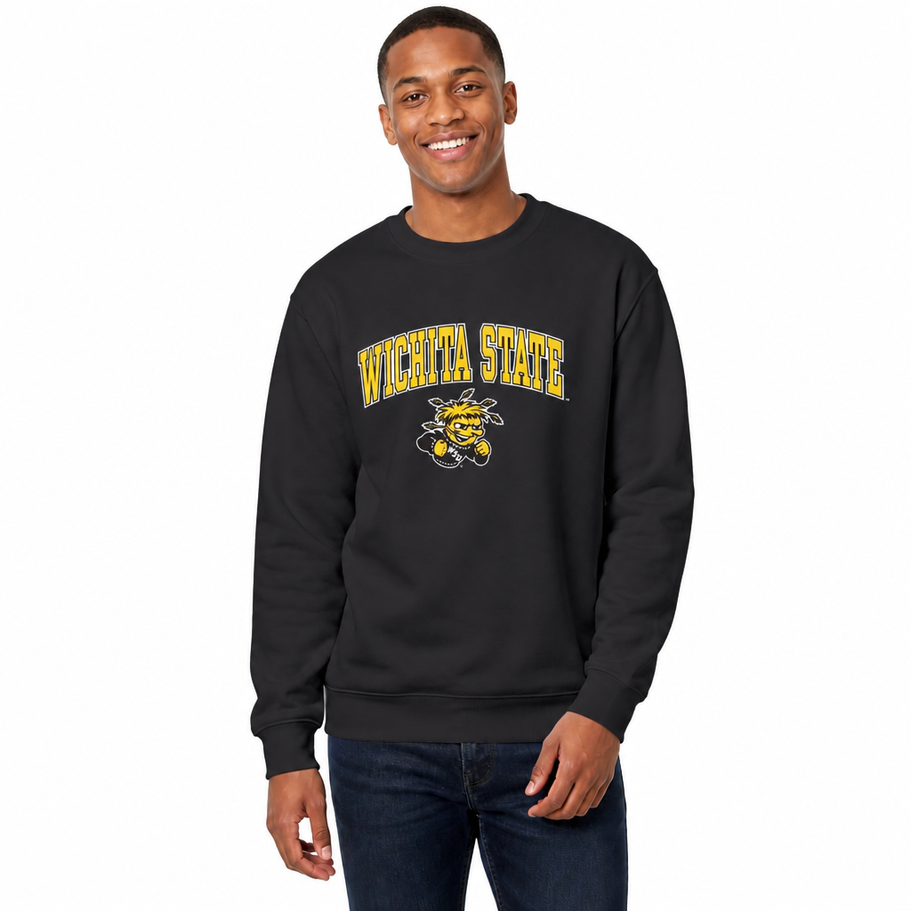 Wichita State Shockers Adult Arch & Logo Soft Style Gameday Crewneck Sweatshirt - Black