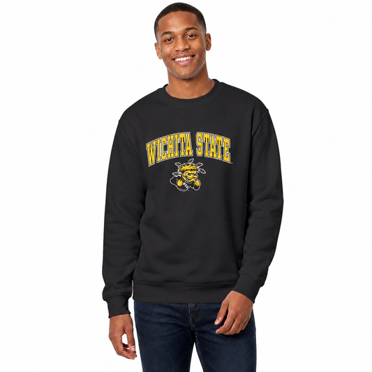 Wichita State Shockers Adult Arch & Logo Soft Style Gameday Crewneck Sweatshirt - Black